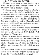 ś. p. Stanisław Ratold (Polska Zbroja 18 lipca 1926 r.) ś. p. Stanisław Ratold (Polska Zbroja 18 lipca 1926 r.)