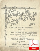 Rozmowa ze słowikiem - pieśń
muz. Ignacy Komorowski
sł. Teofil Lenartowicz